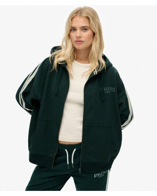 Superdry Athletic Essentials Hoodie Met Losse Pasvorm En Rits in het Green