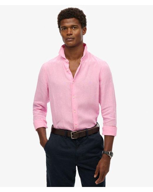 Superdry Pink & Co Vacation Long Sleeved Linen Shirt for men