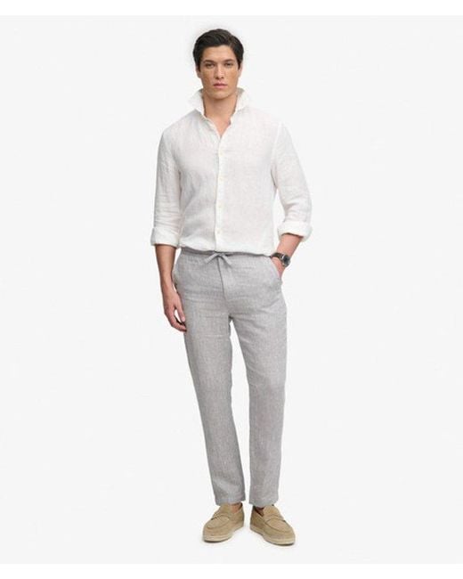 Superdry White Merchant Linen Pants for men