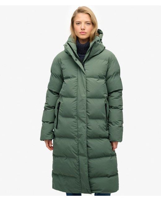 Superdry Green & Co Hooded Long Puffer Jacket
