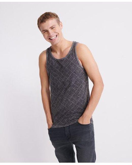 Superdry Blue Whistler Geo Vest Top Washed for men
