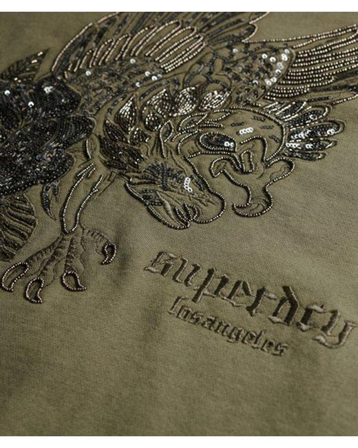 Femme Sweat À Capuche Overtaille Fantaisie Effet Tatouage Taille Superdry en coloris Green