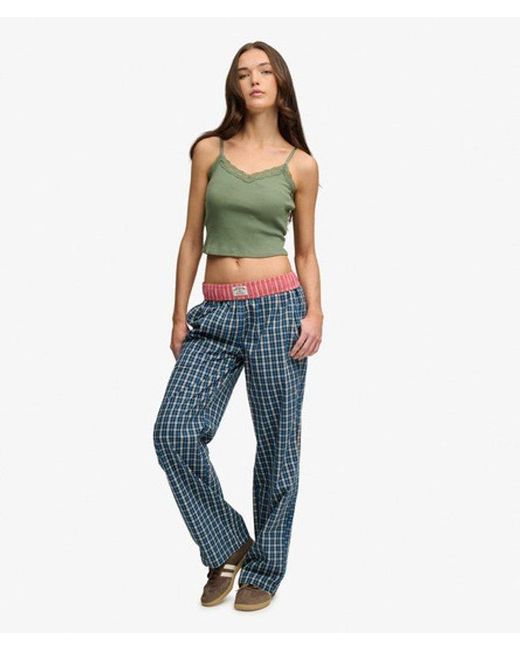 Superdry Green & Co Essential Lace Trim Cropped Cami Top