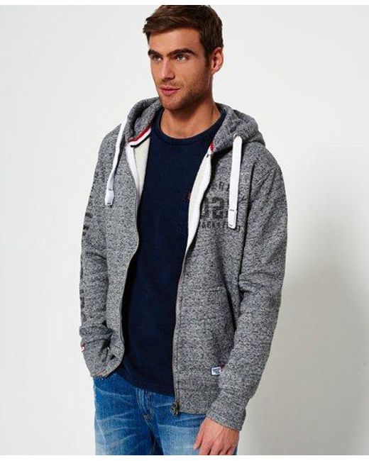 Superdry Blue Track & Field Zip Hoodie Flint Grit for men