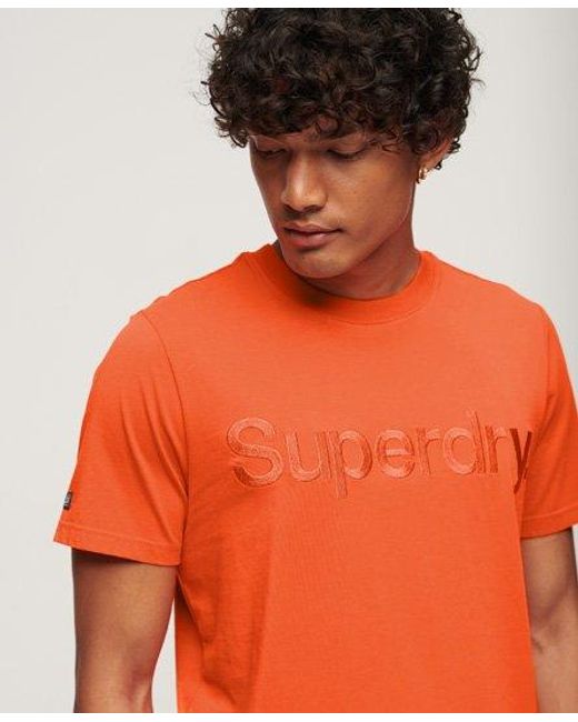 Superdry Orange Tonal Embroidered Logo T-shirt for men