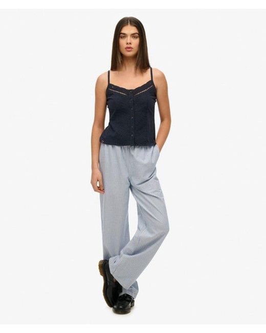 Superdry Blue & Co Lace Button Through Cami Top