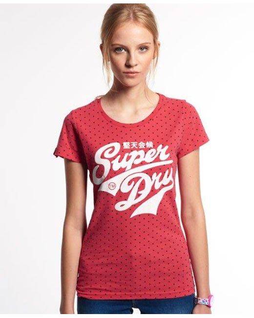 Superdry Red Stacker All Over Print T-Shirt Indiana
