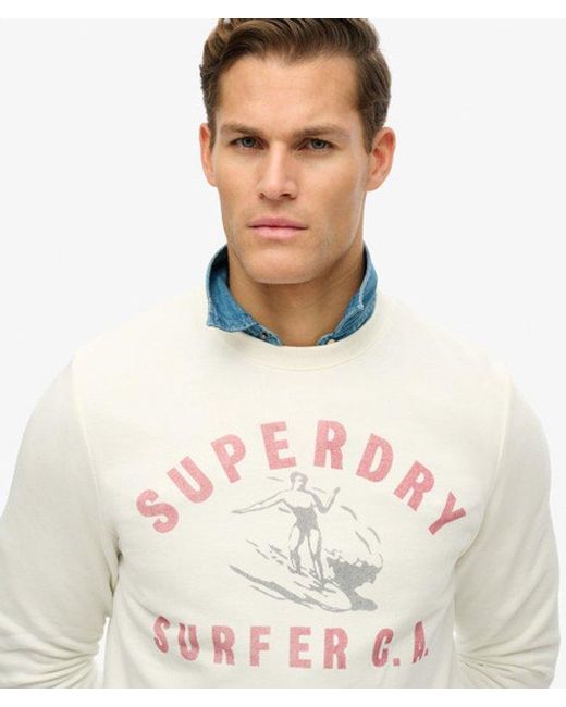 Superdry White Lo-Fi Outdoors Relaxed Crew Sweatshirt for men