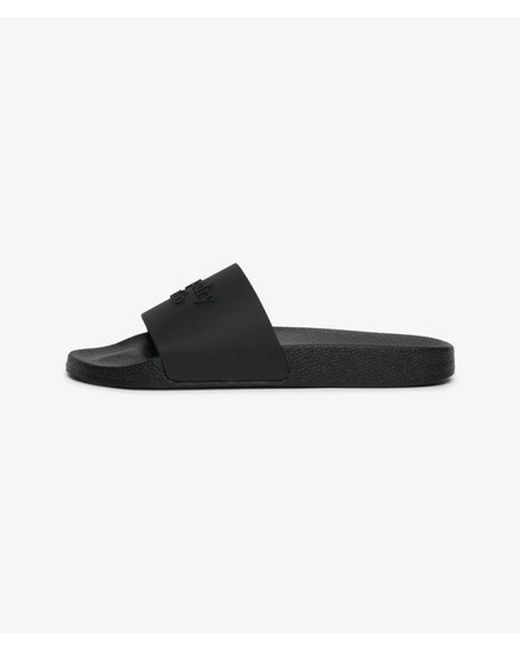 Superdry Black & Co Company Logo High Build Sliders for men