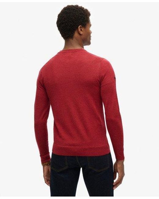 Superdry Red Merino Crew Neck Jumper for men