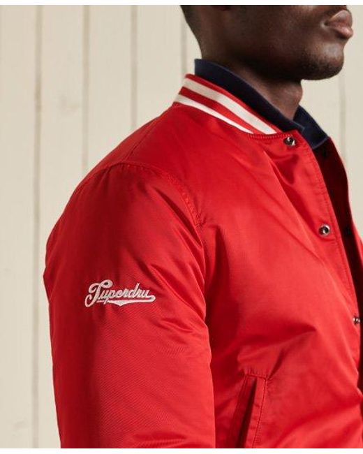 Superdry Red Varsity Bomber Jacket Campus for men