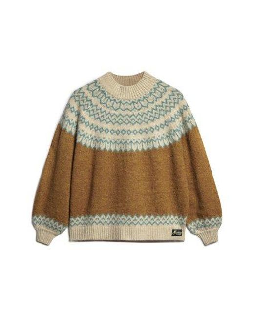 Superdry Brown Slouchy Pattern Knit Jumper