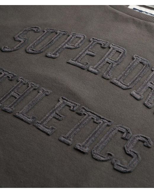 Superdry Black & Co Athletic Essentials Tonal Applique Crew Sweatshirt