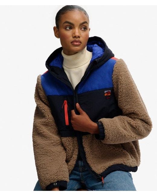 Superdry Blue Hooded Fleece Jacket