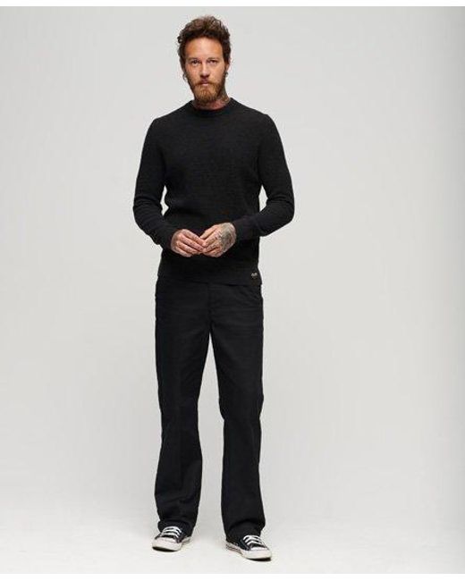 Superdry Black Textured Crew Knitted Jumper for men