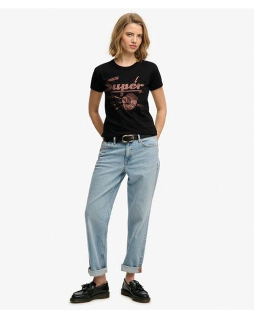 Superdry Black & Co Band Merch Fitted T-shirt