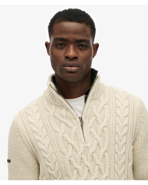 Superdry Natural & Co Jacob Cable Knit Half Zip Jumper for men
