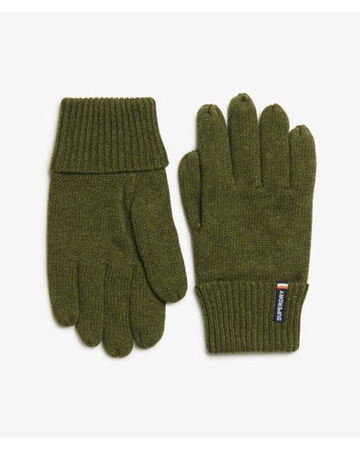 Superdry Green Essential Logo Knitted Gloves for men
