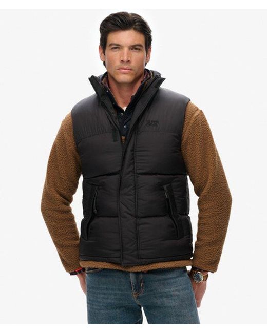 Homme Gilet Matelassé Noir Taille Superdry pour homme en coloris Brown