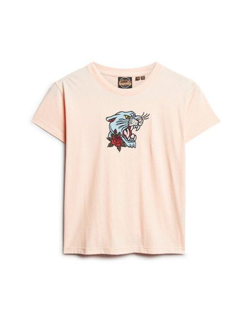 Superdry Natural Tattoo Embroidered Fitted T-shirt