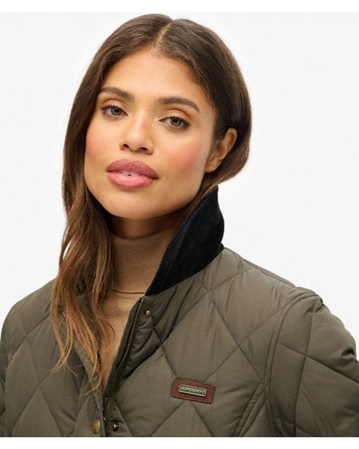 Superdry Gevoerde Jas Met Ribfluwelen Afwerking in het Green