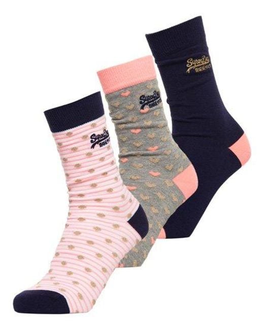 Superdry Blue Heart Socks Triple Pack