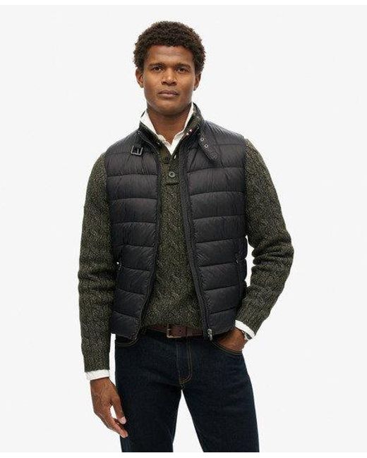 Superdry Black Lightweight Padded Zip-Front Gilet for men