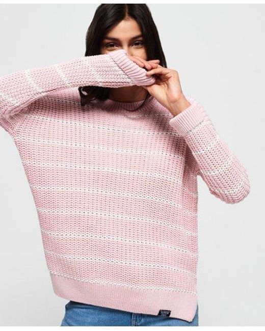 Superdry Pink Elsie Slouch Crew Knit Jumper Soft