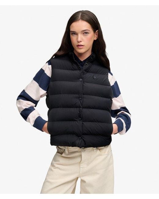 Superdry Blue Padded Snap Gilet