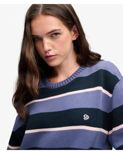 Superdry Blue Oversized Stripe Jumper