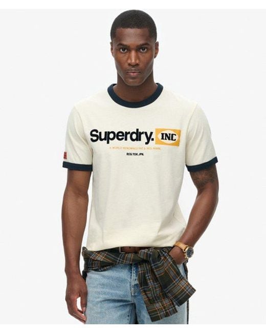 Superdry Natural & Co Core Logo Ringer Workwear Graphic T-shirt for men