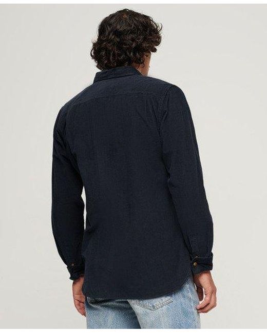 Superdry Blue Trailsman Relaxed Fit Corduroy Shirt for men