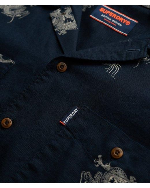 Superdry Blue Short Sleeve Beach Shirt - Size: L for men