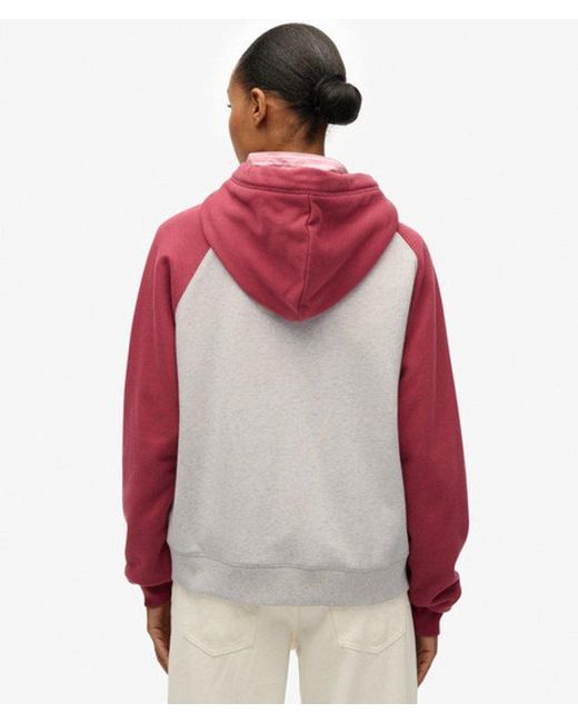 Femme Sweat À Capuche Zippé Essential Logo Raglan Taille Superdry en coloris Red
