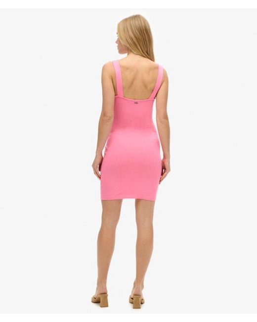 Superdry Pink & Co Square Neck Jersey Mini Dress