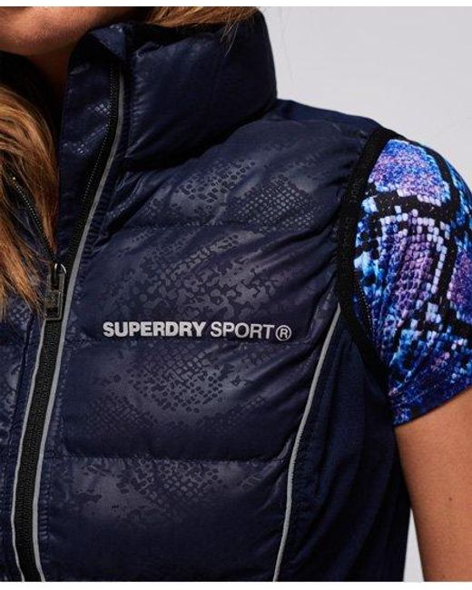 Superdry Blue Gym Quilted Gilet Rich Python