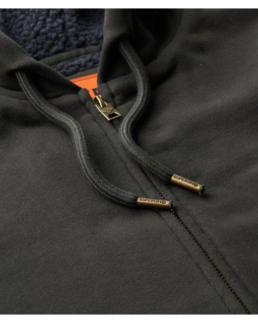 Superdry Black & Co Borg Lined Zip Hoodie for men