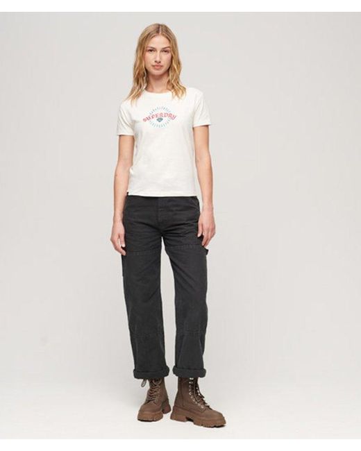 Superdry White & Co Tattoo Rhinestone Fitted T-shirt