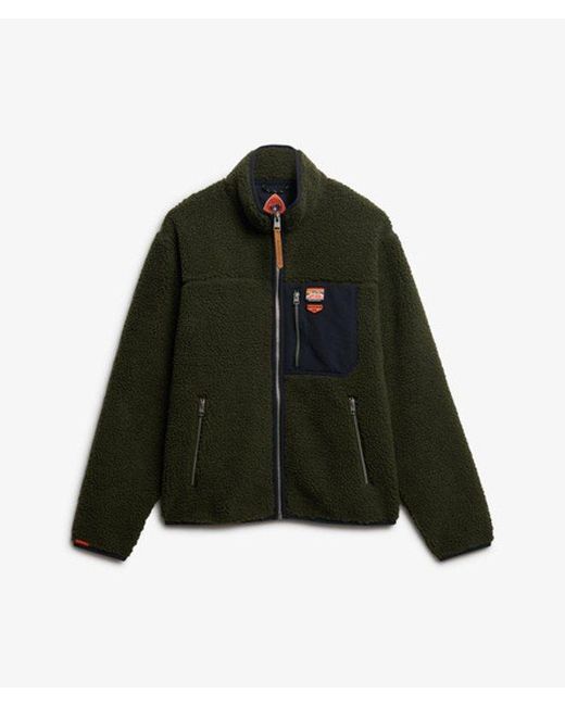 Superdry Green & Co Vintage Retro Borg Fleece Jacket for men