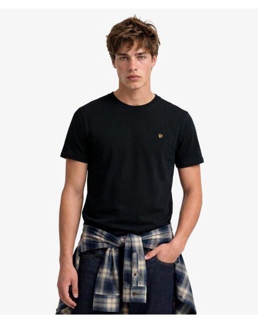 Superdry Black & Co Logo Embroidered T-shirt for men