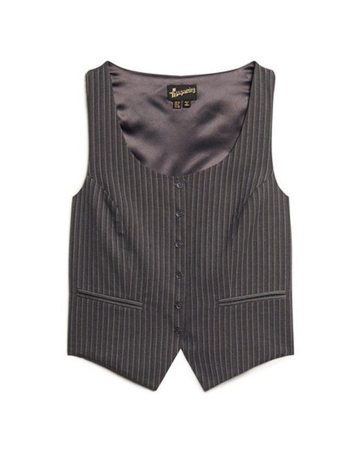 Superdry Blue & Co Pinstripe Satin Back Waistcoat
