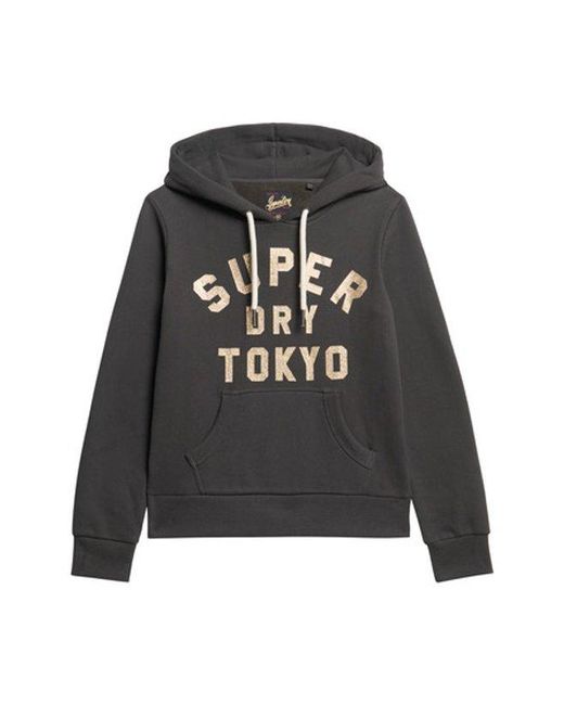 Superdry Black & Co Glitter Graphic Logo Hoodie