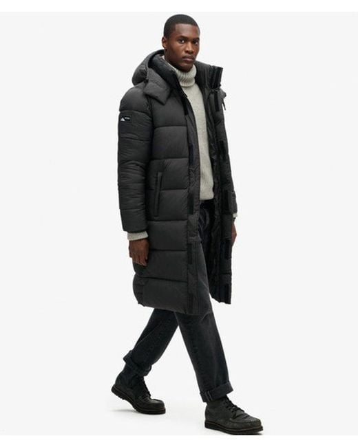 Superdry Black & Co Ripstop Long Puffer Coat for men