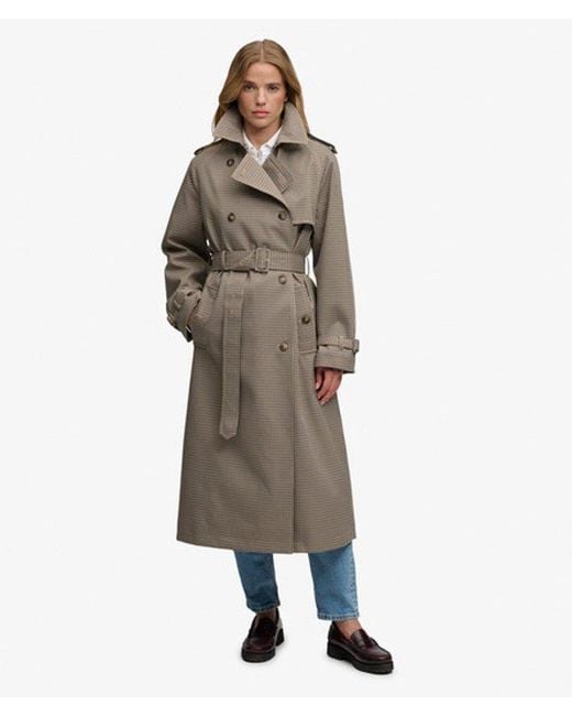 Superdry Blue & Co Micro Check Trench Coat