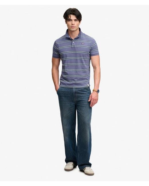Superdry Blue & Co Vintage Stripe Jersey Polo Shirt for men