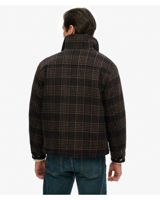 Superdry Black & Co Wool Blend Check Ranch Jacket for men