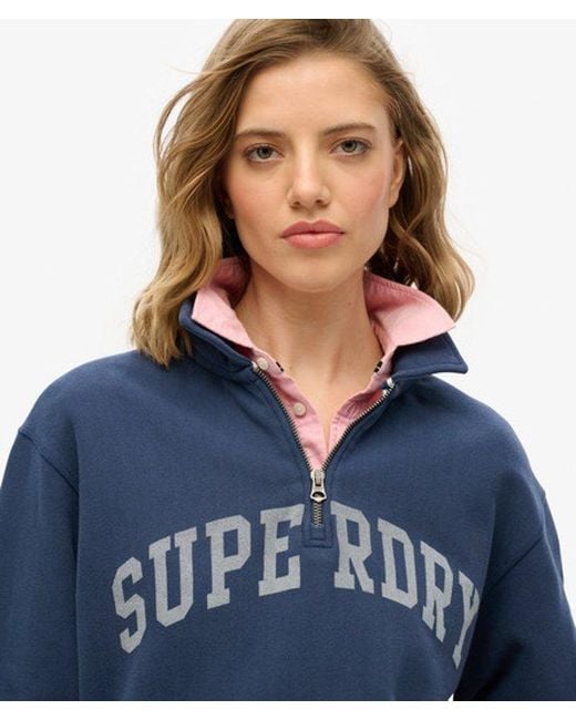 Superdry Blue Athletic Essentials Collared Half Zip