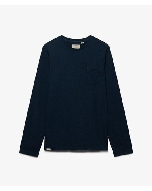 Superdry Blue & Co Cotton Linen Long Sleeve Pocket Top for men