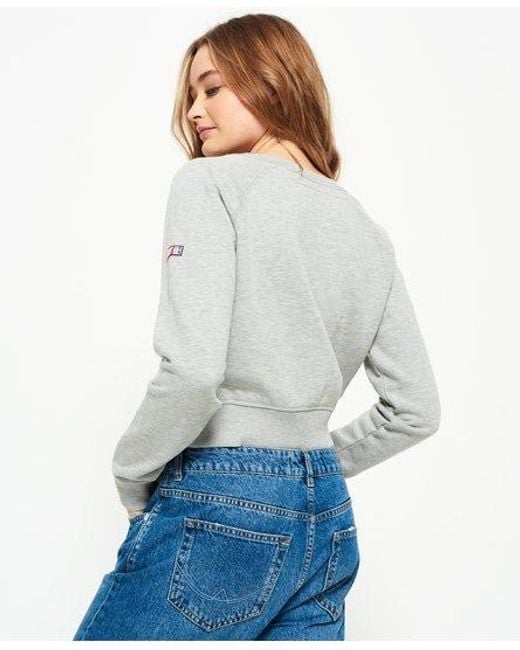 Superdry White Big Crew Neck Sweatshirt Marl