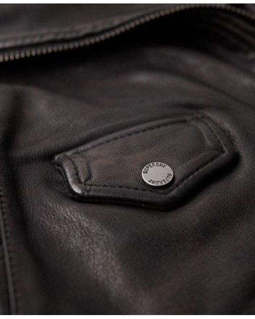 Superdry Black Leather Biker Jacket